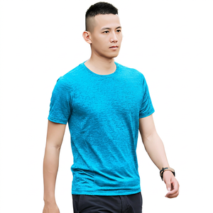 T-shirt à manches courtes bleu pour homme, coupe classique, col rond, tricoté, séchage rapide, style décontracté - Product Image 2