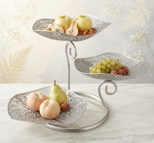 Élégant support à fruits en métal à 3 niveaux, design géométrique, paniers de rangement pour présentation sur table - Product Image 1