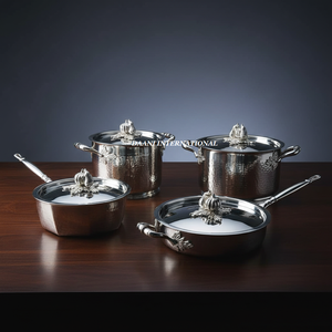 Ensemble de casseroles de cuisine professionnelles en acier inoxydable avec couvercle, ustensiles de cuisine robustes pour restaurants et hôtels - Product Image 1