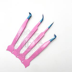 Vente chaude Pince à cils en acier inoxydable de haute qualité Rainbow Point Rose foncé Durable Plain Grip Logo Privé Option - Product Image 3