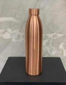 Bouteille d'eau potable 100% cuivre pur, écologique, réutilisable, avec bouchon à vis, pour une utilisation quotidienne et bienfaite pour la santé - Product Image 1