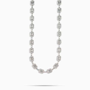 Collar de tenis de moissanita con corte esmeralda VVS1 color D, cadena de lujo de plata de ley 925 estilo hip hop - Product Image 1