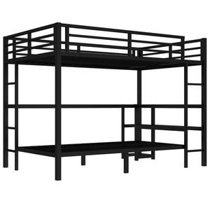 Letto a Castello Full XL Sopra Letto Singolo con LED e USB, Struttura in Metallo Stabile, Scrivania Nera e Scaffali per Posizionamento Multiplo - Product Image 4