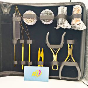Kit professionnel de pinces pour extensions capillaires plaqué or, en acier inoxydable, pour micro-anneaux, ouvre-perles et fermeture, vente en gros OEM - Product Image 2