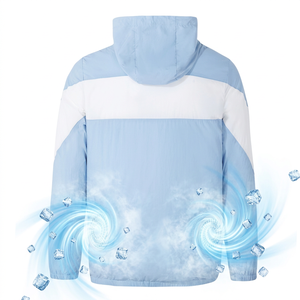 Latest Design <b>Jacket</b> With Fan Puffer Windproof <b>Cooling</b> Zipper & hoodies Winter Polyester Fan <b>Jackets</b> Breathable Custom Logo - Product Image 2
