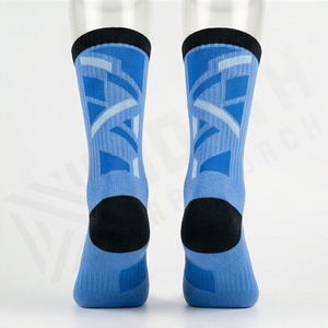 Blue Geometric Pattern Athletic Crew Socks Breathable Running Sport Socks for Adults Summer Use - Product Image 2