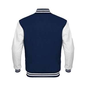 Chaquetas universitarias de béisbol personalizadas de cuero blanco y lana con forro de piel de oveja para hombre, chaquetas universitarias unisex. - Product Image 4