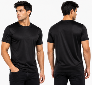 Men's <b>Black</b> Short Sleeve Quick Dry Slim Fit T-<b>Shirt</b> Solid Color Casual O-Neck Jersey Polyester <b>Shirt</b> - Product Image 4