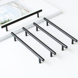 Poignée de meuble moderne minimaliste en fer en forme de T, finition noire, durable, pour armoires de cuisine, salle à manger, tiroirs et commodes - Product Image 3