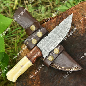 Custom Made OEM ODM Support DIY Damascus Steel Fixed Blade Drop Point Hunting Skinner <b>Knife</b> Vertical Carry Leather <b>Sheath</b> - Product Image 2