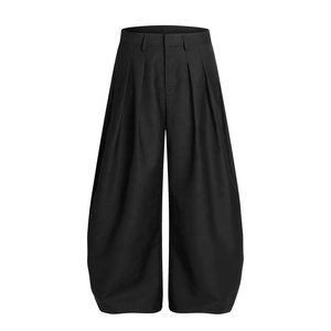 Pantalones Anchos Negros para Hombre, Cintura Alta, Algodón, Casuales, con Bolsillos Laterales, Antiarrugas, Estilo Otoñal - Product Image 4