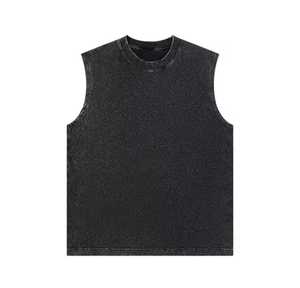 Men's O-Neck Sleeveless <b>Tank</b> <b>Top</b> Solid Color Knitted Cotton Casual Wear Gray Brown - Product Image 3