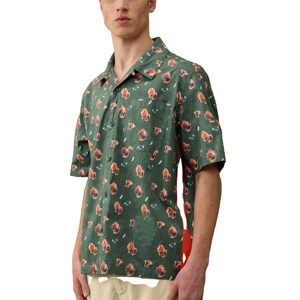 OEM hombres Floral antiarrugas personalizado gráfico impreso 100% algodón Casual popelina tela tejida media manga camisas - Product Image 1