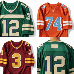 Jersey Retro Personalizado Premium de Malla, Cuello en V, Manga Corta, Unisex, Estilo Urbano, Fútbol Americano, Fútbol, Jersey Corto con Estampado Completo - Product Image 3