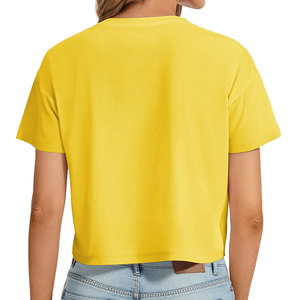 เสื้อครอปท็อปผู้หญิงสีเหลืองแบบกำหนดเอง คุณภาพพรีเมียม เนื้อผ้าผสมสัมผัสนุ่มเบา น้ำหนักเบา บริการ OEM - Product Image 2