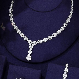Parure de bijoux en argent 925 tendance pour femme, collier de mariée de luxe brillant avec moissanite cubique, cadeau de mariage - Product Image 3
