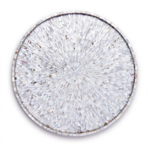 Natural Tiles Pattern Round Mother Of Pearl Decorative <b>Tray</b> Plate <b>Large</b> Coffee Table Ottoman Serving <b>Tray</b> Wholesale - Product Image 3