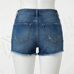 Cotton <b>Button</b> Closure Breathable Denim Shorts For Women Female Booty <b>Jeans</b> Adult Girls Customized Color Streetwear Fit - Product Image 2