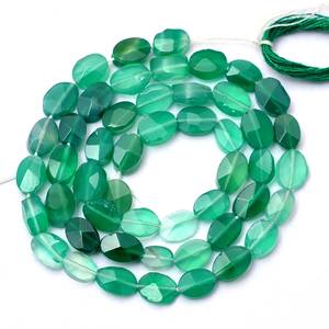 Perles d'onyx vert ovales facettées 7x5mm, pierres précieuses naturelles multicolores en onyx vert pour la fabrication de bijoux, 13 pouces - Product Image 4