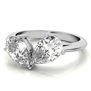 2.5 TCW Pear Cut Toi Et Moi <b>Ring</b> 18K White Gold Engagement <b>Ring</b> Moissanite <b>Two</b> <b>Stone</b> Wedding Statement <b>Ring</b> - Product Image 2