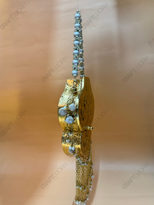 Luxury Gold Metal Minaudiere <b>Clutch</b> Pearl Handle Evening Bag Vintage Floral Embossed <b>Wedding</b> Purse Wholesale Supplier - Product Image 2