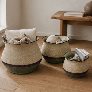 Rustic <b>Plant</b> Fiber Storage <b>Baskets</b> Set Bowl Shape Eco-Friendly Home Decoration Neatening Big Organization <b>Basket</b> - Product Image 5