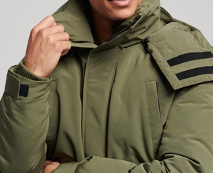 Parka d'hiver imperméable vert olive pour homme, manteau épais à capuche en duvet, col montant, fermeture éclair, vêtement d'extérieur sportif - Product Image 3