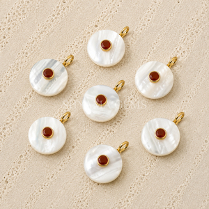 Perle ronde en nacre de 15 mm, pièce à incrustation plate pour la fabrication de bijoux, pendentifs, artisanat, accessoires de bricolage, fournisseur en gros - Product Image 1
