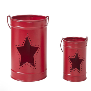Portavelas Metálicos Patrióticos con Forma de Estrella, Rojos, Juego de 2 Portavelas Metálicos Pequeños - Product Image 2