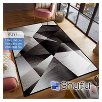 Shufu Premium Polyester-Teppich Langlebiger Rollteppich Rutschfest Antiallergisch Mittellanger Flor Maschinengefertigt Modernes Abstraktes Design Staubsaugergeeignet