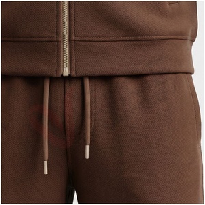 Ensemble de survêtement marron pour homme, manches longues, col montant, fermeture éclair sur le devant, couleur unie, coupe décontractée, vêtements d'automne - Product Image 5