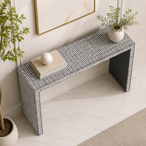 Console de rangement moderne en bois massif avec motif géométrique pour l'entrée et la décoration du salon - Product Image 3