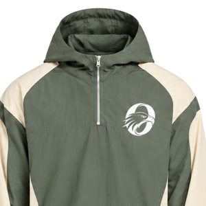 Mens Olive Green Neutral Nylon Hoodie <b>Shorts</b> Set Quarter <b>Zip</b> Colorblock Lightweight Sports Training Running Casual Outfit - Product Image 3