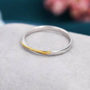 Anillo Mobius en Plata de Ley con Recubrimiento Parcial de Oro, Anillo de Banda Mobius, Anillo de Círculo Mobius, Anillo Infinito - Product Image 2