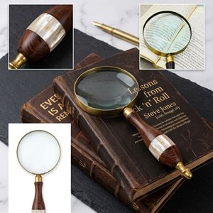 Loupe en laiton de 10 pouces avec manche en bois, accessoires de bureau industriels, cadeaux de luxe en gros pour la fête des mères - Product Image 1