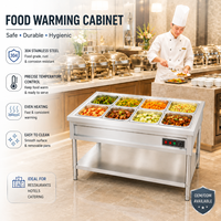 Table chauffante professionnelle en acier inoxydable pour cuisine, Bain-marie avec verre incurvé, 3 bacs, sur pieds, vente en gros usine