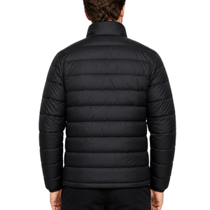 Veste matelassée classique pour homme, best-seller, noire, coupe ajustée, hiver, fermeture éclair intégrale, col montant, pliable. - Product Image 4