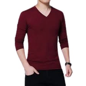Camiseta de Algodón con Cuello en V, Manga Larga, Lisa, de Tela Suave y Elegante, Ajuste Cómodo, para Uso Diario Informal - Product Image 1