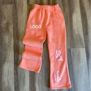 High Quality Custom Fleece <b>Joggers</b> Men Sweatpants French Terry Baggy <b>Stacked</b> Flare Sweat Pants Men - Product Image 3