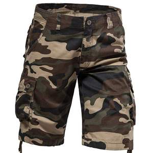 Shorts cargo mi-longs pour homme, taille mi-haute, 6 poches, en tissu peigné, imprimés et brodés, style camouflage, décontractés, grande taille, pour l'été et l'extérieur - Product Image 4