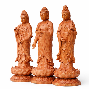 Conjunto de tres estatuas de madera de los Tres Santos - Product Image 2