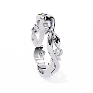 Bague romantique en or blanc avec diamant rond taille brillant, bijou de fiançailles pour femme, pierre naturelle couleur G - Product Image 3