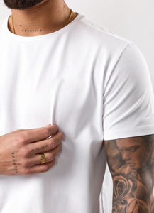 100% <b>Linen</b> Factory <b>Top</b> Quality Custom Logo Men's Blank Comfortable Fabric Loose Fit Work Out Casual Home Wear T-shirt - Product Image 5