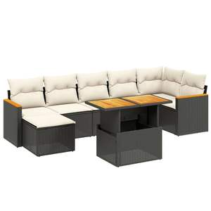 Ensemble de canapés de jardin Fchnl Mreakon en rotin PE noir avec coussins en mousse haute densité, imperméable, design contemporain - Product Image 4