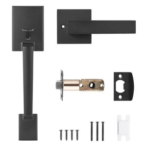 Juego de Manijas Modernas para Puerta Principal Cuadrada, Manija de Entrada sin Cerradura, Espacio entre Orificios Ajustable, Aleación de Zinc Fundida a Presión, Reversible - Product Image 1