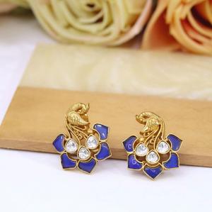 Pendientes Kundan de Moissanita Chapados en Oro de Latón Glamorosos de Primera Calidad para Mujeres y Niñas, Ideales para Eventos Nocturnos y Fiestas - Product Image 2
