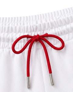 Shorts de sport pour femmes blancs et rouges, séchage rapide, respirants, pour la gym, le fitness, décontractés, été, vêtements de sport, taille élastique - Product Image 4