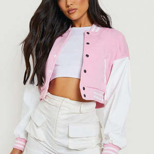 Chaqueta Varsity de Primera Calidad para Mujer, Estilo Béisbol, Corta, de Lana y Cachemira, Transpirable y Personalizable - Product Image 3