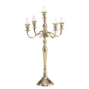 Candélabre en aluminium argenté à 5 bras, fait main, écologique, imprimé en typographie, centre de table de mariage, décoration intérieure, marque SHAH - Product Image 3