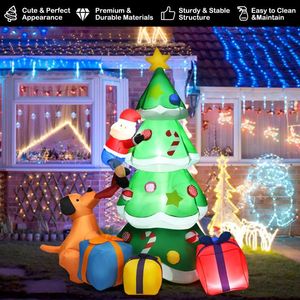 7 Feet Inflatable Christmas <b>Tree</b> with <b>LED</b> <b>Lights</b> Outdoor Holiday Yard Decorations Featuring Santa for Festive Season - Product Image 4